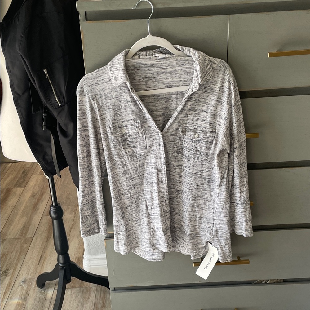 James Perse Gray Heathered Knit Top